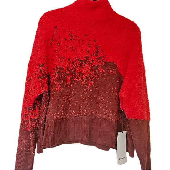 Lululemon Ombre Knit Textured Turtleneck Red Merlot/Carnation Red Size 8 - Picture 4 of 14